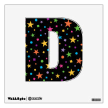 Colourful Stars Confetti Letter D