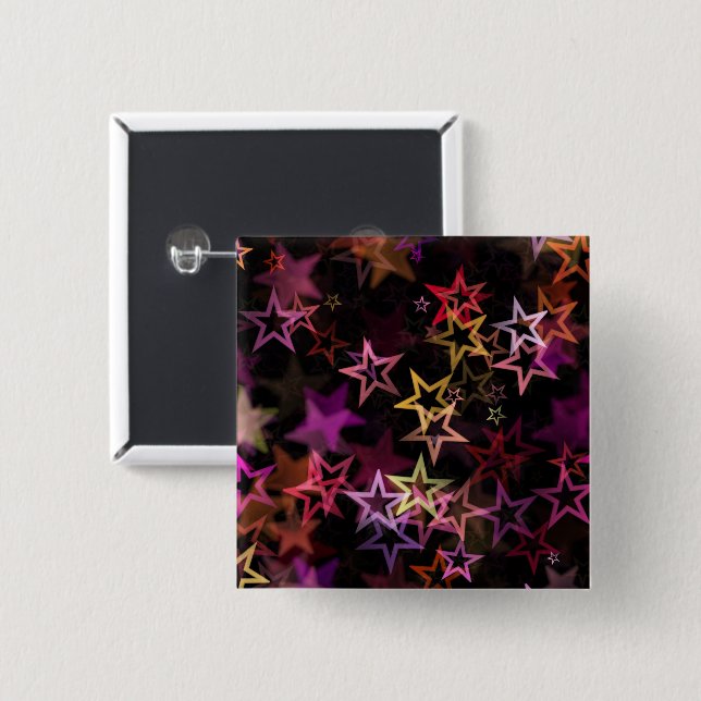 Colourful Stars Dance Whimsically  2 Inch Square Button (Front & Back)