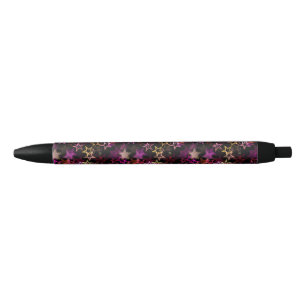 Colourful Stars Dance Whimsically  Black Ink Pen