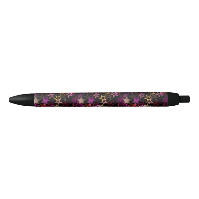 Colourful Stars Dance Whimsically  Black Ink Pen (Front)