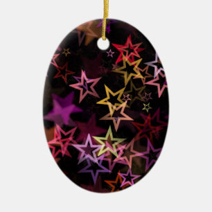 Colourful Stars Dance Whimsically  Ceramic Ornament