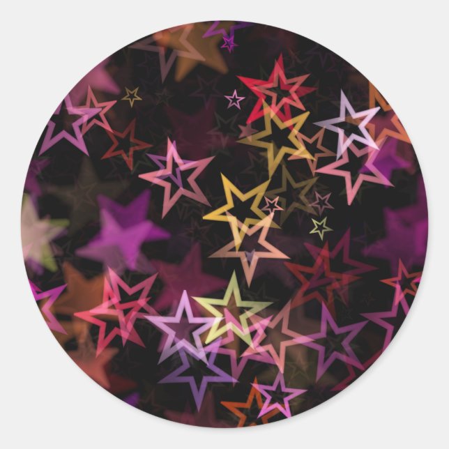 Colourful Stars Dance Whimsically  Classic Round Sticker (Front)