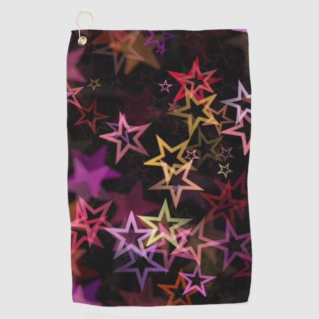 Colourful Stars Dance Whimsically  Golf Towel (Front)