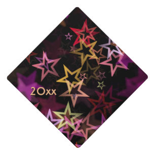 Colourful Stars Dance Whimsically Graduation Cap Topper