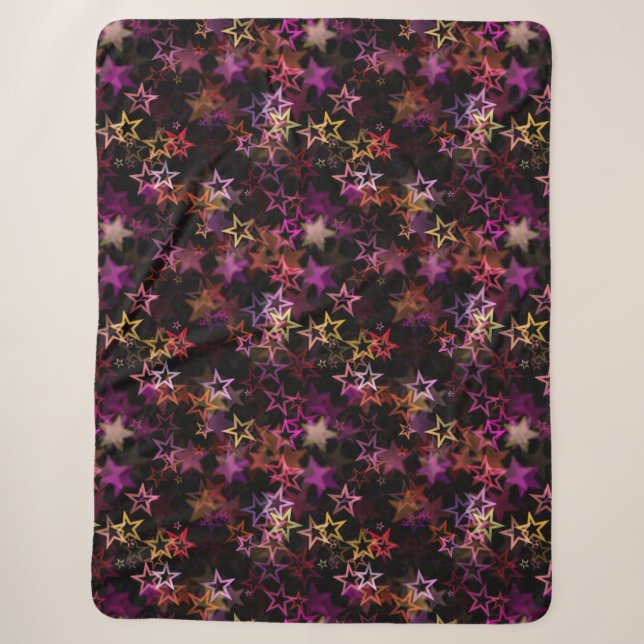 Colourful Stars Dance Whimsically  Sherpa Blanket (Front)