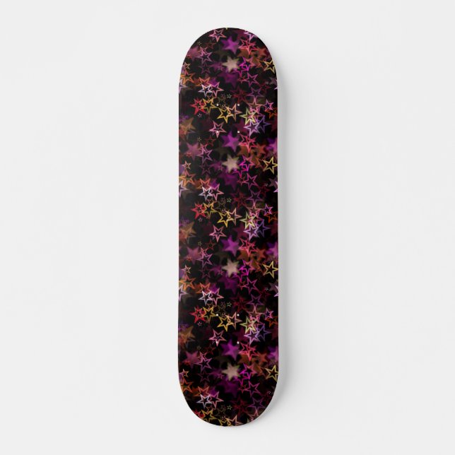 Colourful Stars Dance Whimsically  Skateboard (Front)
