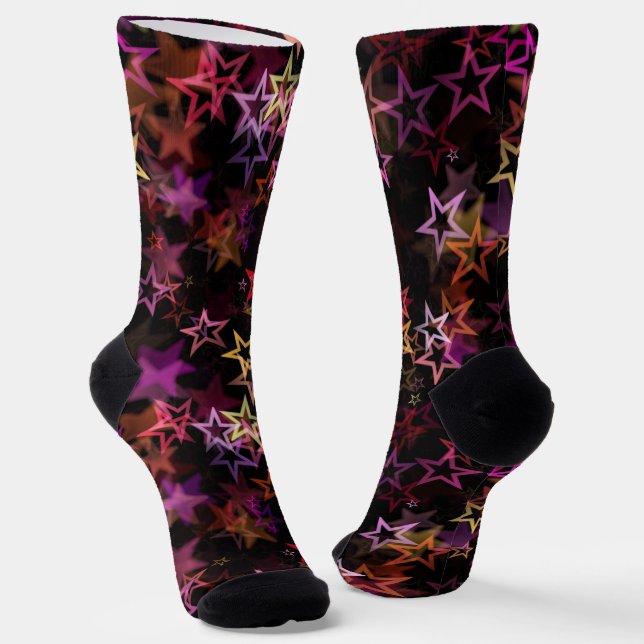 Colourful Stars Dance Whimsically  Socks (Angled)