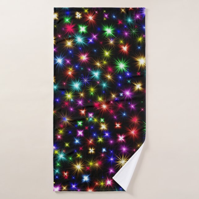 Colourful Stars Fireworks Design Bath Towel (Bath Towel)