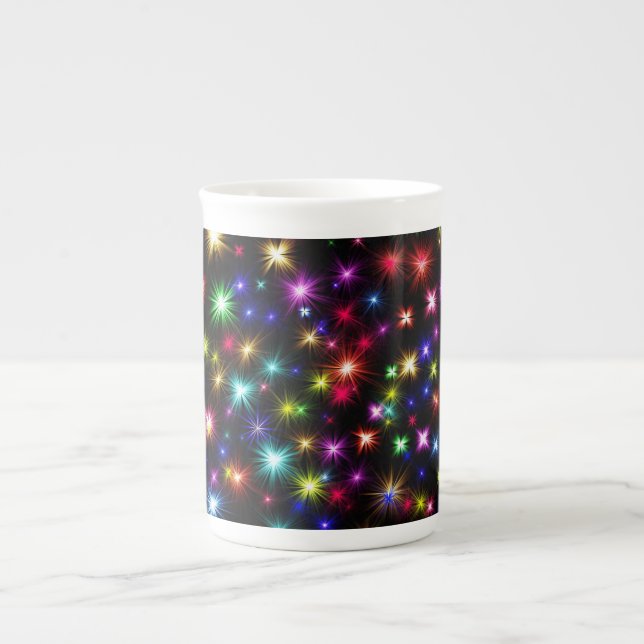 Colourful Stars Fireworks Design Bone China Mug (Front)