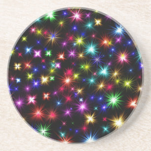 Colourful Stars Fireworks Design Coaster
