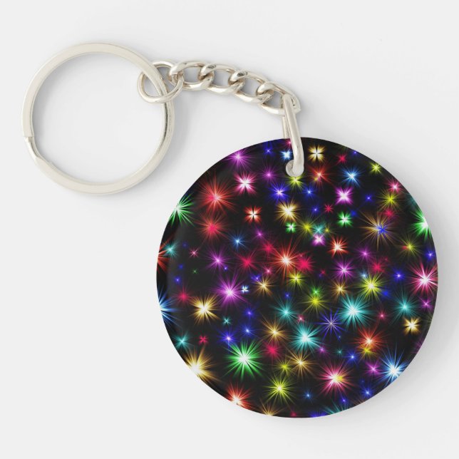 Colourful Stars Fireworks Design Keychain (Front)