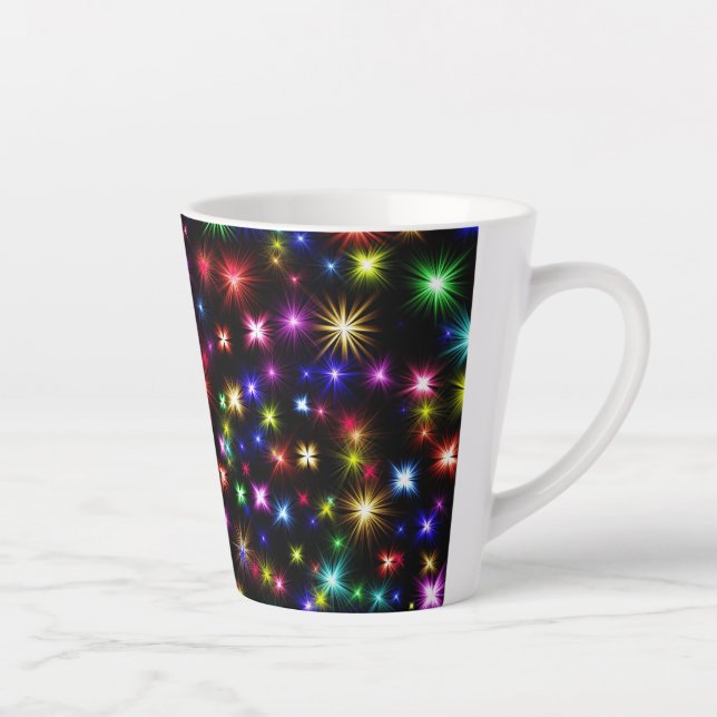 Colourful Stars Fireworks Design Latte Mug (Right)