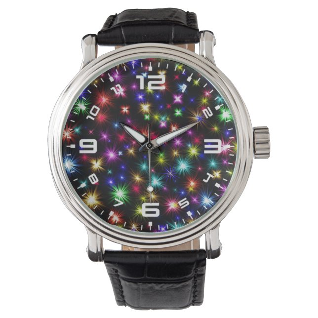 Colourful Stars Fireworks Design Watch (Front)