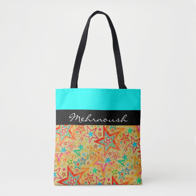 Colourful Stars grunge pattern seamless + your ide Tote Bag (Front)