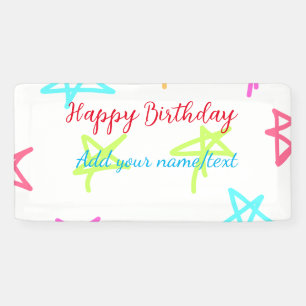 Colourful stars happy birthday add name text simpl banner