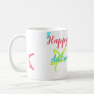 Colourful stars happy birthday add name text simpl coffee mug