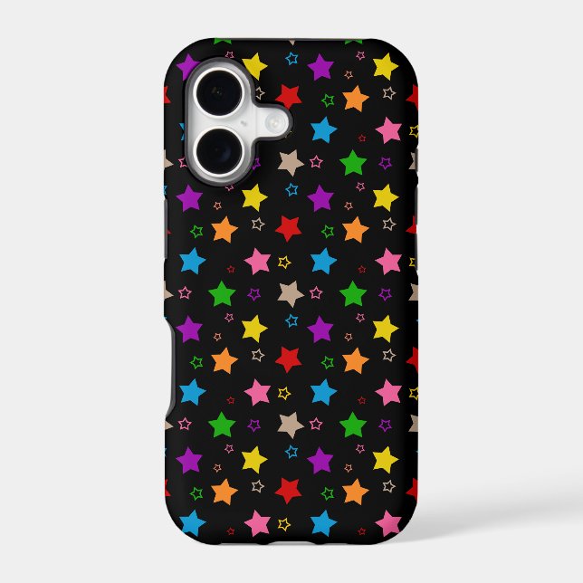 Colourful Stars Pattern Design Black  (Back)