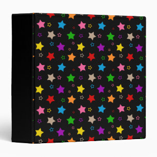 Colourful Stars Pattern Design Black Binder