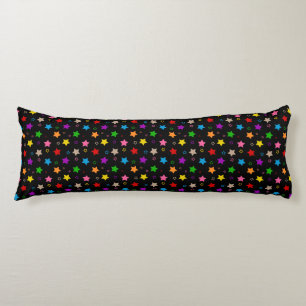 Colourful Stars Pattern Design Black Body Pillow