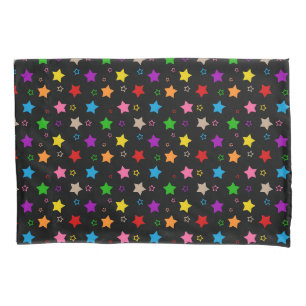 Colourful Stars Pattern Design Black  Pillowcase
