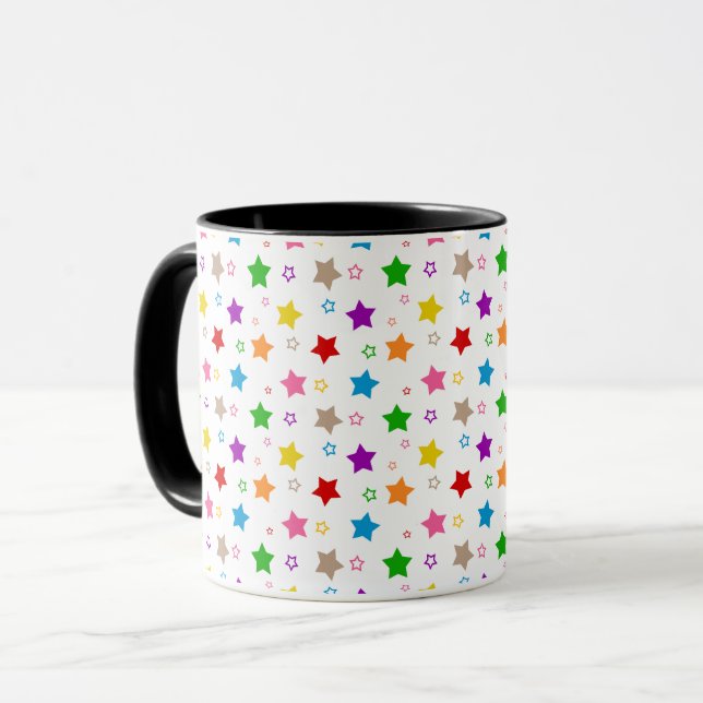 Colourful Stars Pattern Design White  Mug (Front Left)