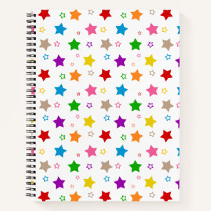 Colourful Stars Pattern Design White  Notebook
