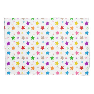 Colourful Stars Pattern Design White  Pillowcase