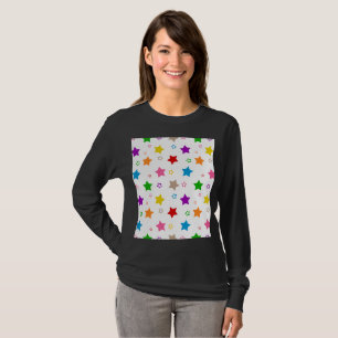 Colourful Stars Pattern Design White T-Shirt