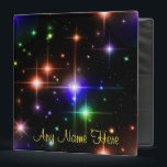 Colourful Stars Personalized Binder<br><div class="desc">This personalized binder features a design of colourful stars on a black background. The design is personalized with a place to enter any name you like. Perfect for work,  school,  scrapbooking,  photo album,  or any other time you want a personalized binder.</div>