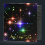 Colourful Stars Personalized Binder<br><div class="desc">This personalized binder features a design of colourful stars on a black background. The design is personalized with a place to enter any name you like. Perfect for work,  school,  scrapbooking,  photo album,  or any other time you want a personalized binder.</div>