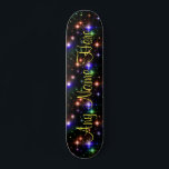 Colourful Stars Personalized Name Skate Board<br><div class="desc">This skate board features a design of colourful stars on a black background. The design is personalized so you can add any name that you want. Great gift for any boarder who wants a pretty yet classy design.</div>