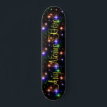 Colourful Stars Personalized Name Skate Board<br><div class="desc">This skate board features a design of colourful stars on a black background. The design is personalized so you can add any name that you want. Great gift for any boarder who wants a pretty yet classy design.</div>