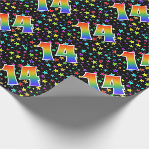 Colourful Stars + Rainbow Pattern "14" Event # Wrapping Paper