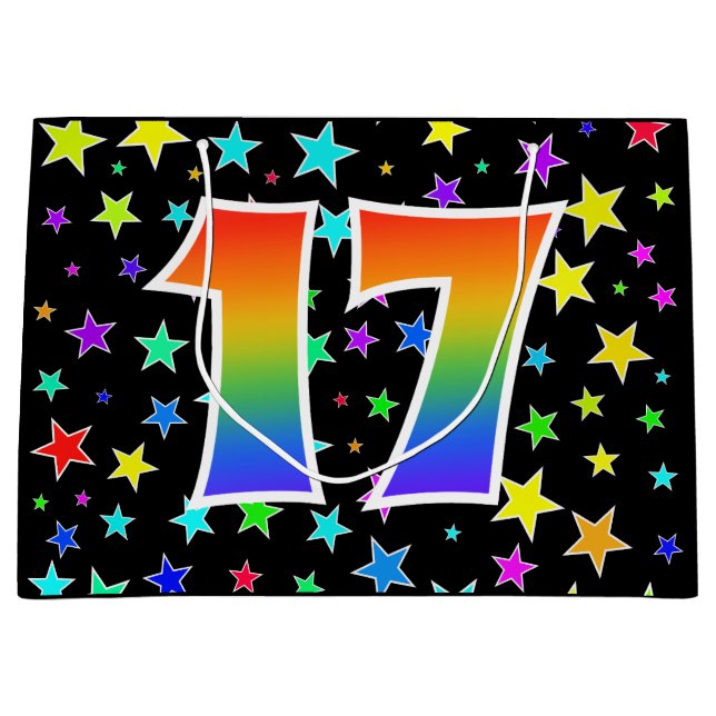 Colourful Stars + Rainbow Pattern "17" Event # Large Gift Bag (Front)