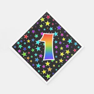 Colourful Stars + Rainbow Pattern "1" Event # Napkin