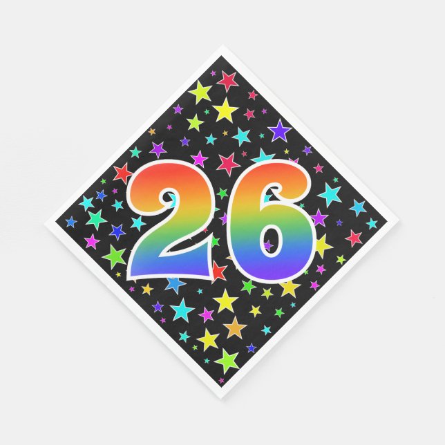 Colourful Stars + Rainbow Pattern "26" Event # Napkin (Corner)
