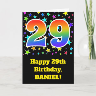 Colourful Stars + Rainbow Pattern "29" Birthday # Card