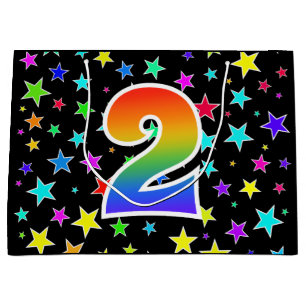 Colourful Stars + Rainbow Pattern "2" Event # Large Gift Bag