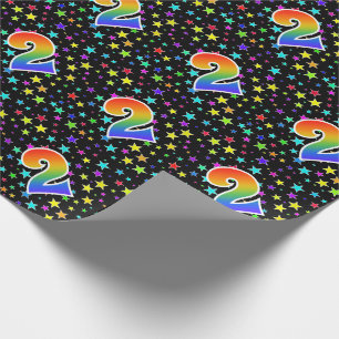 Colourful Stars + Rainbow Pattern "2" Event # Wrapping Paper