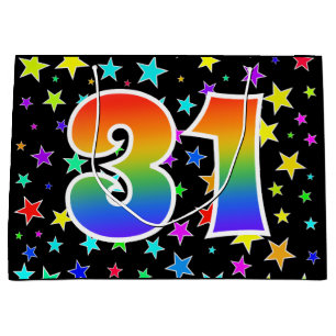 Colourful Stars + Rainbow Pattern "31" Event # Large Gift Bag