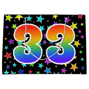 Colourful Stars + Rainbow Pattern "33" Event # Large Gift Bag