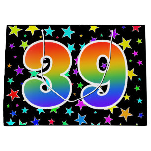 Colourful Stars + Rainbow Pattern "39" Event # Large Gift Bag