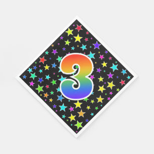 Colourful Stars + Rainbow Pattern "3" Event # Napkin