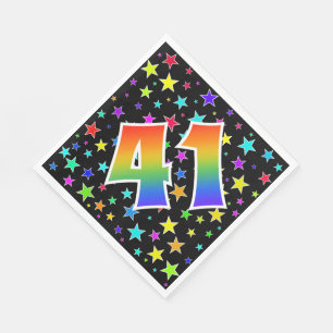 Colourful Stars + Rainbow Pattern "41" Event # Napkin