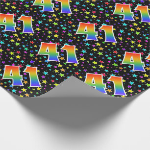 Colourful Stars + Rainbow Pattern "41" Event # Wrapping Paper