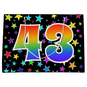 Colourful Stars + Rainbow Pattern "43" Event # Large Gift Bag