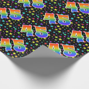 Colourful Stars + Rainbow Pattern "45" Event # Wrapping Paper