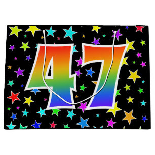 Colourful Stars + Rainbow Pattern "47" Event # Large Gift Bag