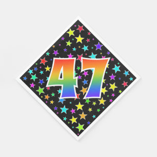 Colourful Stars + Rainbow Pattern "47" Event # Napkin