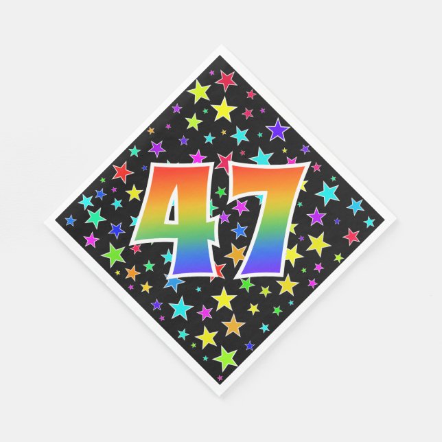 Colourful Stars + Rainbow Pattern "47" Event # Napkin (Corner)